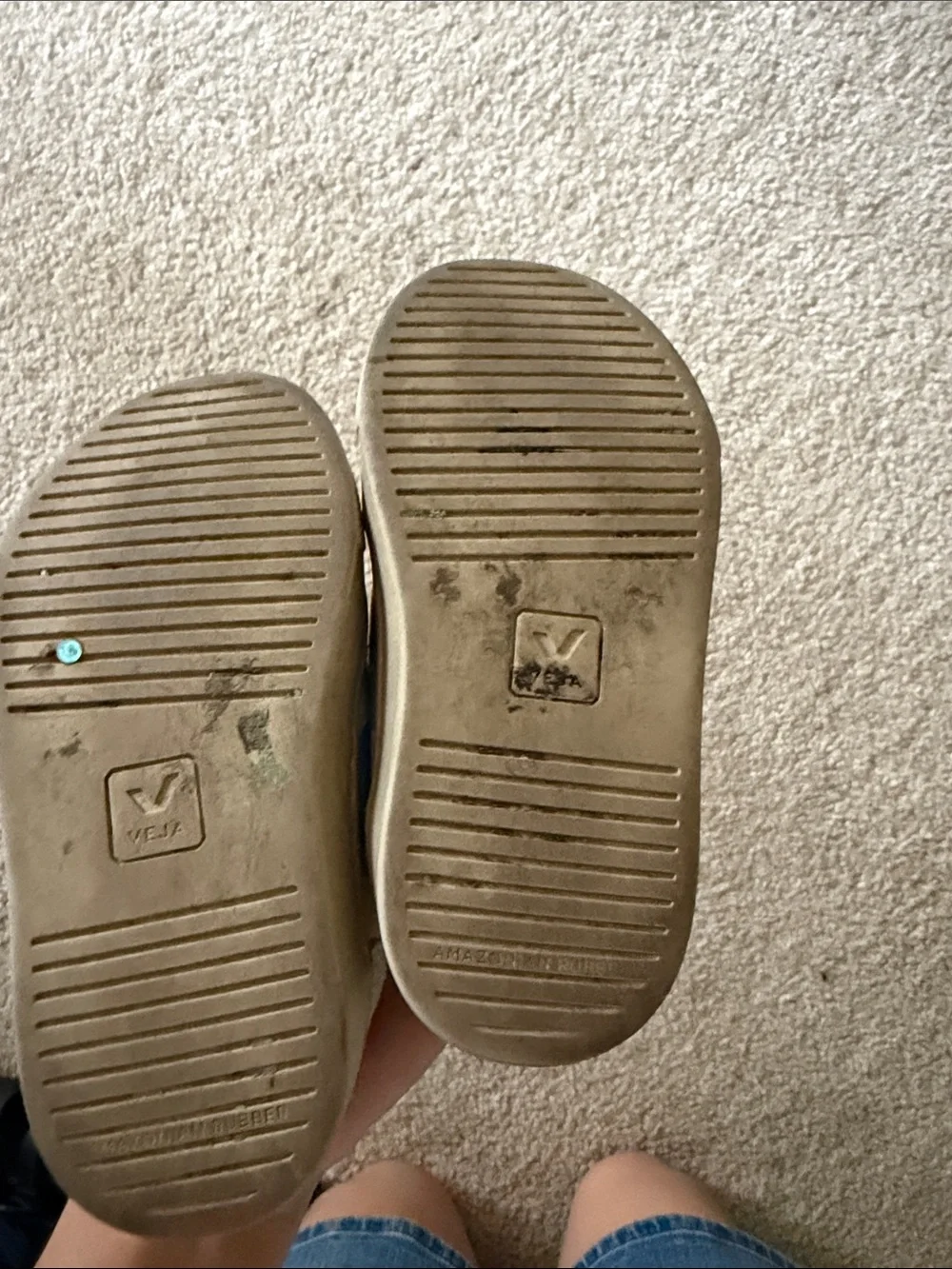 Veja Kids White Sneakers with Blue V Logo and Velcro